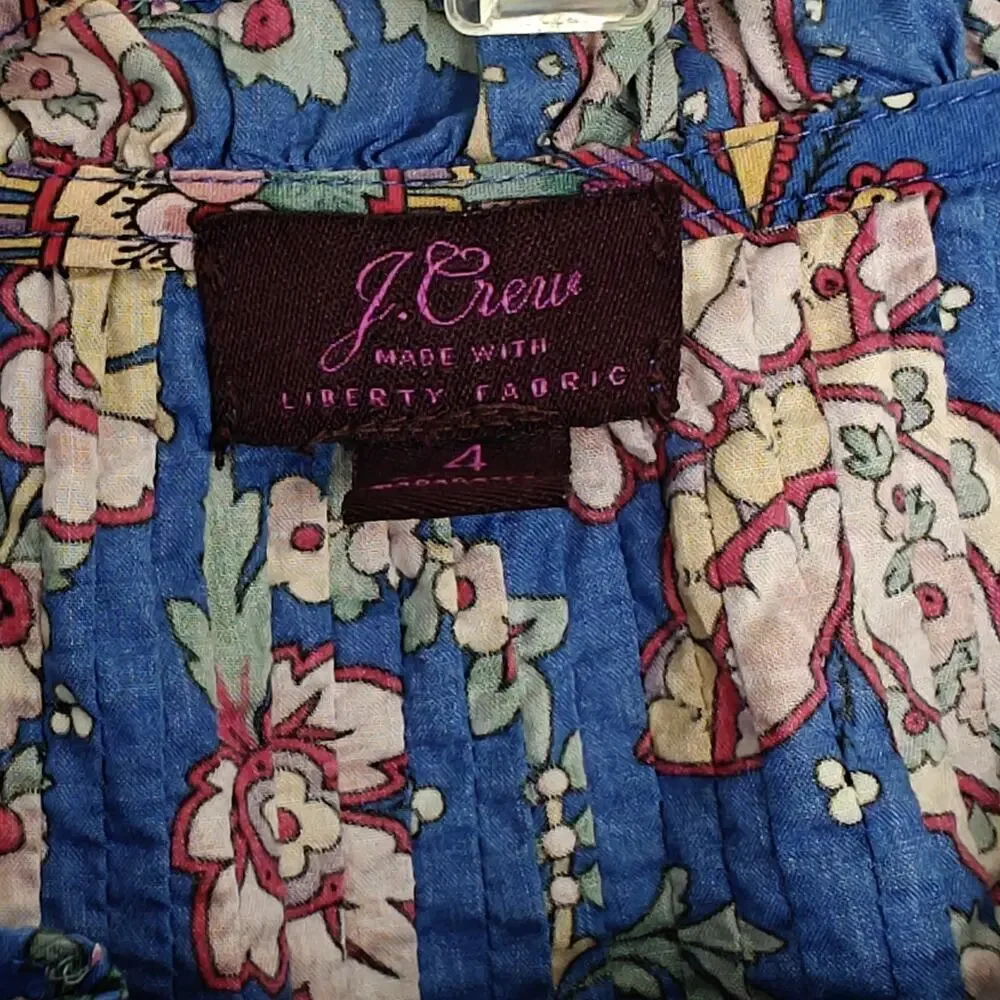 J. Crew Liberty Art Fabric Popover Top Size 4 Flora Belle Ruffle Spring Boho